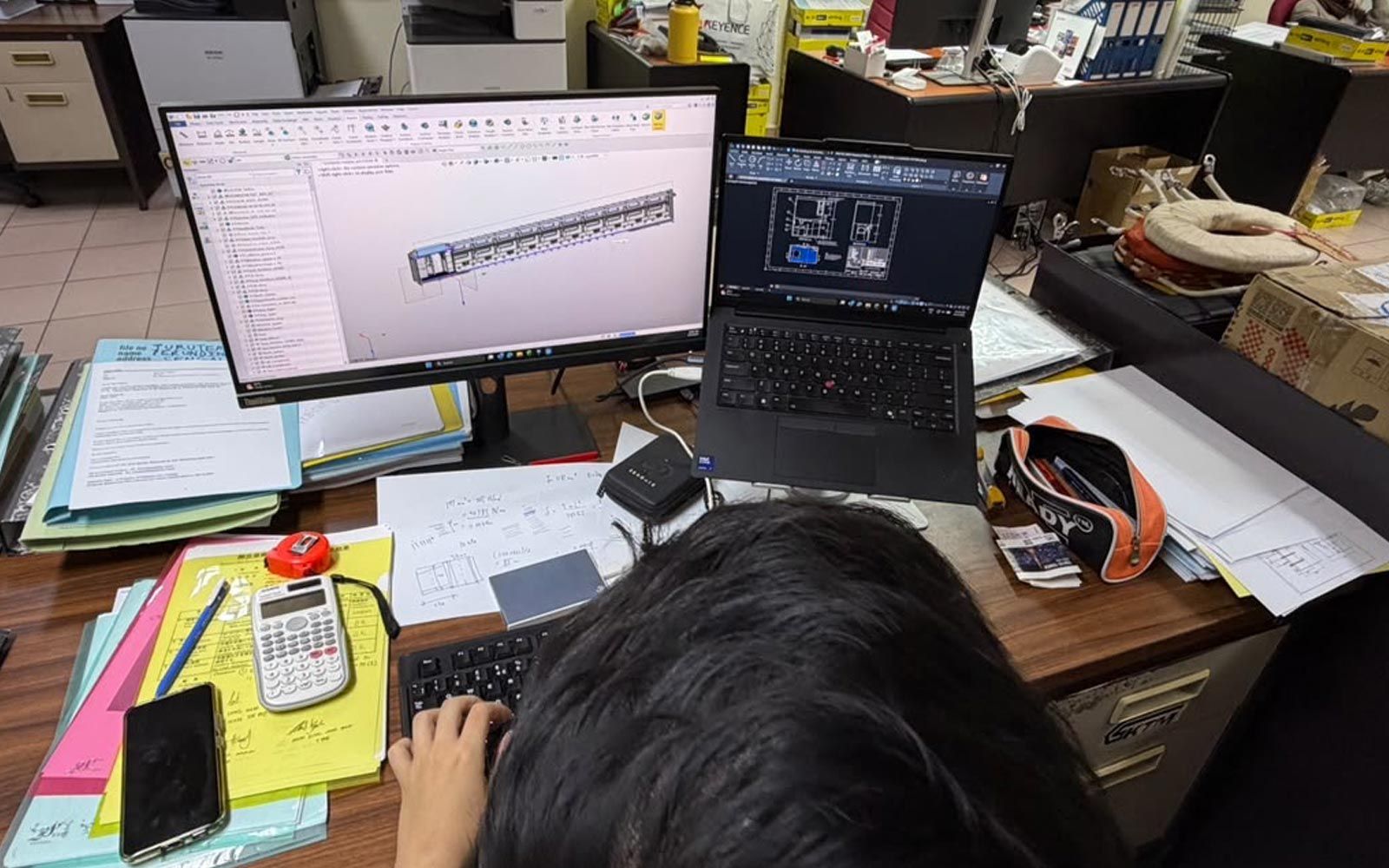Engineer working on rolling stock design
